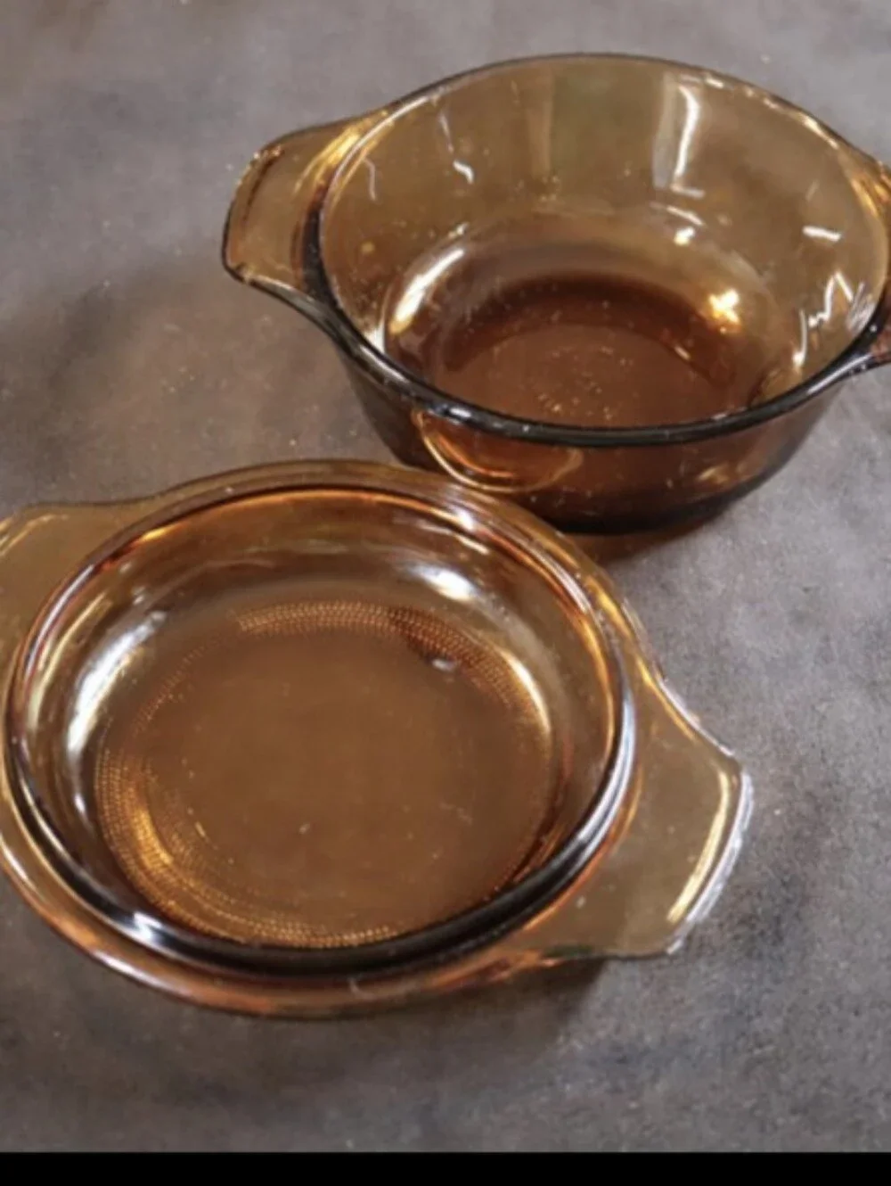 Vintage Anchor Hocking Fire King Mini Amber 12oz Casserole Dish & Lid #472